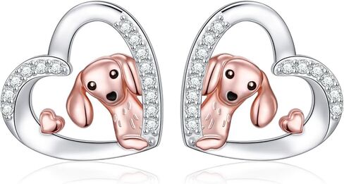 Yorkie Dachshund Earrings 925 Sterling Silver Yorkshire Terrier Jewelry Yorkie Heart Studs Dog Earring Gifts for Women Puppy Dog Lovers in Saudi Arabia