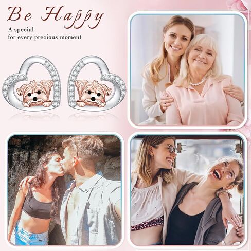 Yorkie Dachshund Earrings 925 Sterling Silver Yorkshire Terrier Jewelry Yorkie Heart Studs Dog Earring Gifts for Women Puppy Dog Lovers in Saudi Arabia