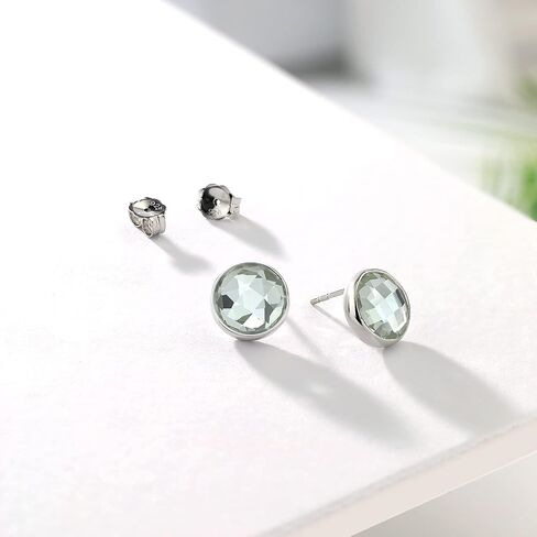 Gem Stone King 925 Sterling Silver Green Prasiolite Stud Earrings For Women Men (6.00 Cttw, Gemstone Birthstone, Round Checkerboard 12MM) in Saudi Arabia