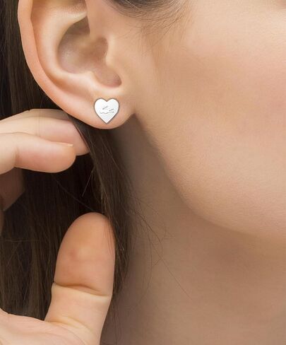 Lacoste Love My Croc Stud Earrings for Women - Stainless Steel Jewelry - Romantic Collection, Heart Shape Design - Accessory, Gift for Her in Kuwait