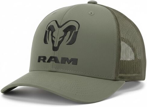 RAM Trucks Trucker Hat – Olive Green (Loden) Adjustable Snapback Mesh Cap with Embroidered Logo in Saudi Arabia