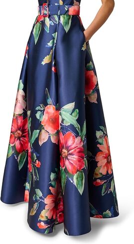Adrianna Papell Floral Mikado Gown in Kuwait