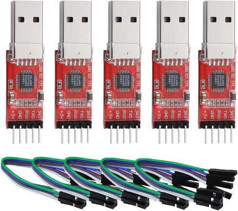 3-Pack CP2102 USB to TTL Serial Adapter – USB 2.0 to 5Pin UART Converter Module with 3.3V/5V Output, STC Compatible, Includes Jumper Wires – for Arduino, ESP8266, STM32, DIY Projects in Saudi Arabia
