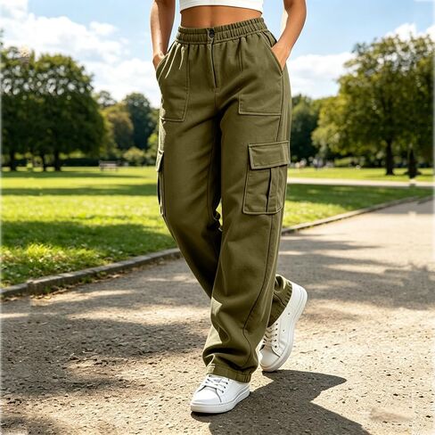DASAYO السراويل البضائع النساء مرونة الخصر Sweatpants غير رسمية ركض مع جيوب العصرية الشارع الشهير رياضي المشي لمسافات طويلة سراويل للجري in Kuwait