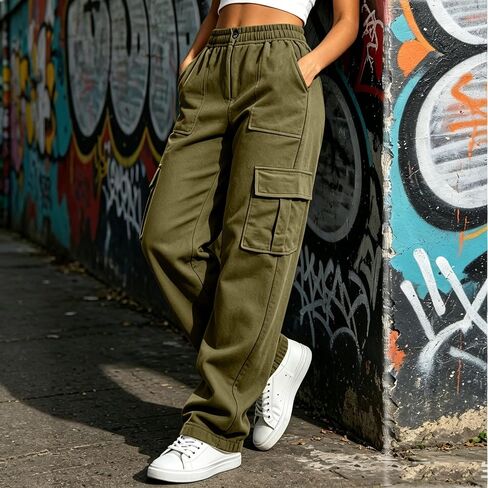 DASAYO السراويل البضائع النساء مرونة الخصر Sweatpants غير رسمية ركض مع جيوب العصرية الشارع الشهير رياضي المشي لمسافات طويلة سراويل للجري in Kuwait