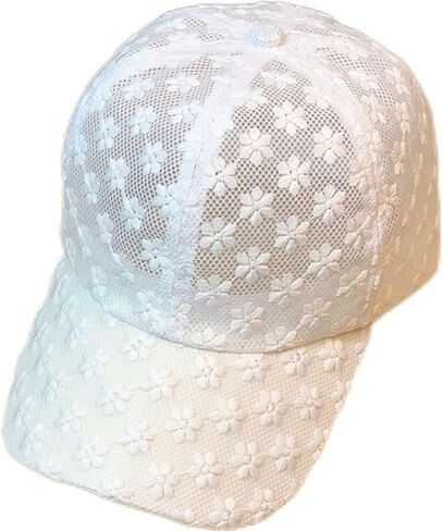 Lady's Embossing Flower Lace Lightweight Baseball Cap Travelling Sun Hat with Adjustable Strap in Saudi Arabia