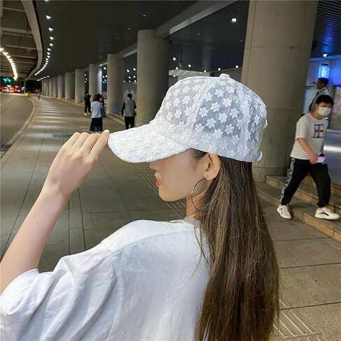Lady's Embossing Flower Lace Lightweight Baseball Cap Travelling Sun Hat with Adjustable Strap in Saudi Arabia