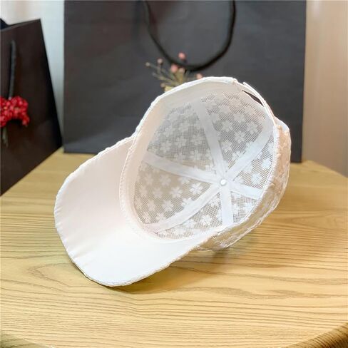 Lady's Embossing Flower Lace Lightweight Baseball Cap Travelling Sun Hat with Adjustable Strap in Saudi Arabia