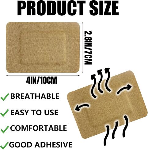60 Pcs Large Flexible Elastic Fabric Adhesive Bandages 3 x 4 Inch Latex Free Wound Care Bandages for First Aid Large Size to Protect Cuts Scrapes in Kuwait