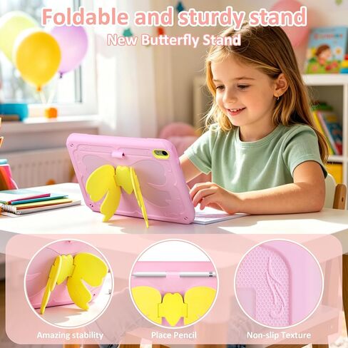 for iPad 10th Generation Case Kids Girls 10.9 Inch Case for iPad (A16) 11th Generation 11 Inch 2025, Strawberry Soft Silicone Cute Tablet Protection Cover with Strap & Rotating Stand, Purple in Kuwait