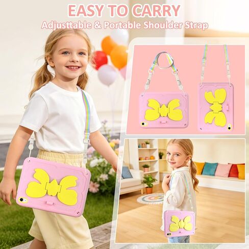 for iPad 10th Generation Case Kids Girls 10.9 Inch Case for iPad (A16) 11th Generation 11 Inch 2025, Strawberry Soft Silicone Cute Tablet Protection Cover with Strap & Rotating Stand, Purple in Kuwait