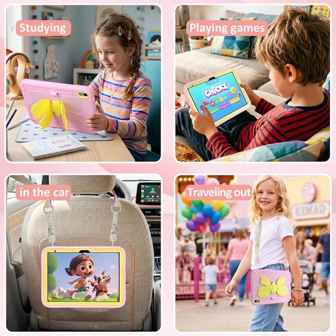 for iPad 10th Generation Case Kids Girls 10.9 Inch Case for iPad (A16) 11th Generation 11 Inch 2025, Strawberry Soft Silicone Cute Tablet Protection Cover with Strap & Rotating Stand, Purple in Kuwait
