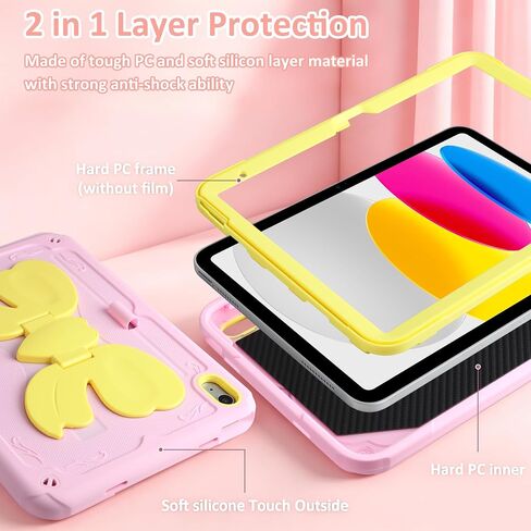 for iPad 10th Generation Case Kids Girls 10.9 Inch Case for iPad (A16) 11th Generation 11 Inch 2025, Strawberry Soft Silicone Cute Tablet Protection Cover with Strap & Rotating Stand, Purple in Kuwait