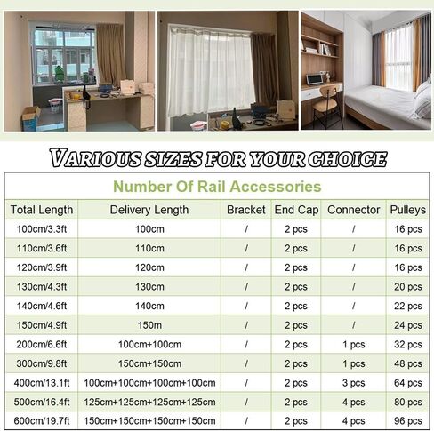 Double Track Aluminium Rail, Heavy-Duty Curtain Track for Room Divider, Perfect for Living Room, Bathroom, Bedroom,Black,500cm16.4ft in Saudi Arabia