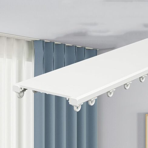 Double Track Aluminium Rail, Heavy-Duty Curtain Track for Room Divider, Perfect for Living Room, Bathroom, Bedroom,Black,500cm16.4ft in Saudi Arabia