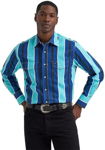 Wrangler Men's Blue Striped Vintage Shirt in Kuwait