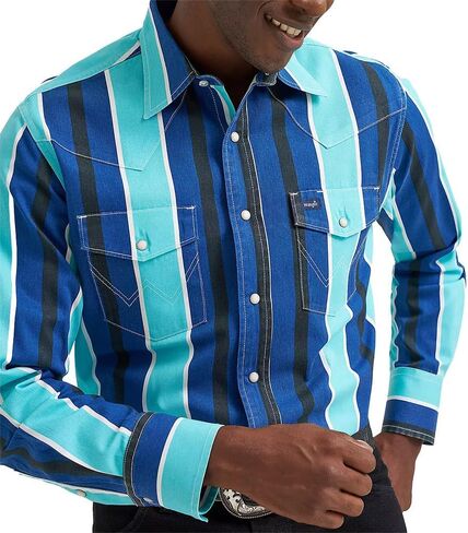 Wrangler Men's Blue Striped Vintage Shirt in Kuwait