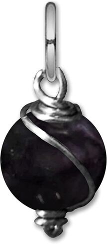 Black Sugilite 10mm Dangly Swirl Drop Pendant in Steel, Copper, Bronze, Black Iron, Titanium, Sterling Silver, 14K Gold, Rose Gold, or Black Niobium Wire (Handmade), in Saudi Arabia