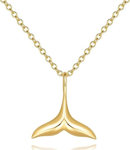 Gold Necklace for Women 14K Gold Pendant Necklace for Women Charm Necklaces Represent Luck Strength and Protection Whale Tail Necklaces Pendant Adjustable Length 16'' to 18'' in Saudi Arabia