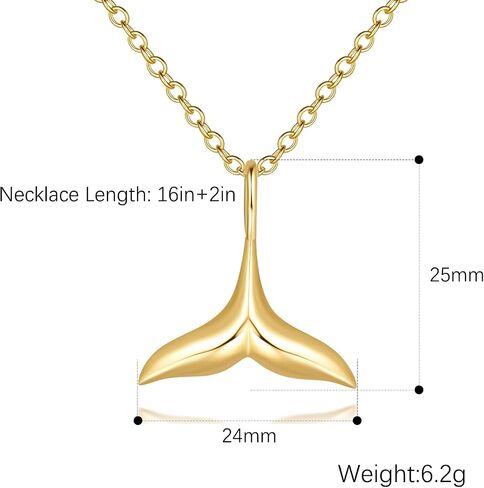 Gold Necklace for Women 14K Gold Pendant Necklace for Women Charm Necklaces Represent Luck Strength and Protection Whale Tail Necklaces Pendant Adjustable Length 16'' to 18'' in Saudi Arabia