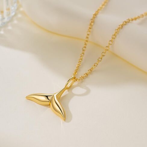 Gold Necklace for Women 14K Gold Pendant Necklace for Women Charm Necklaces Represent Luck Strength and Protection Whale Tail Necklaces Pendant Adjustable Length 16'' to 18'' in Saudi Arabia