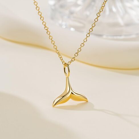 Gold Necklace for Women 14K Gold Pendant Necklace for Women Charm Necklaces Represent Luck Strength and Protection Whale Tail Necklaces Pendant Adjustable Length 16'' to 18'' in Saudi Arabia