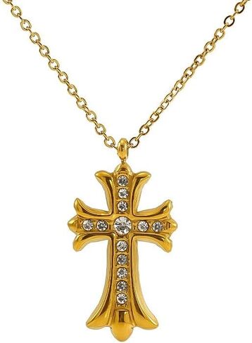 Gold/Silver Multi Cross Statement Necklace for Women Gothic Chunky Chain Choker Rhinestone Crystal Vintage Multiple Cross Charm Necklace Adjustable Trendy Party Religion Jewelry Gift for Women in Saudi Arabia