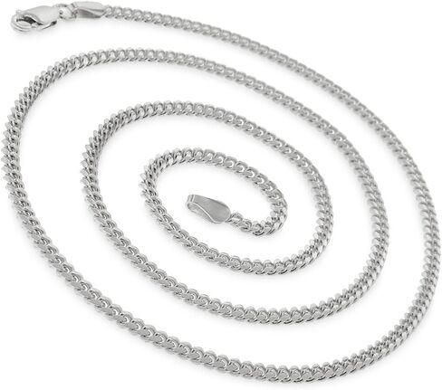Giorgio Bergamo 925 Italian Sterling Silver 2mm - 6mm Miami Cuban, Solid Bombe Curb Link Rhodium Chain Necklace or Bracelet in Saudi Arabia