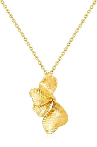 Chunky Necklace for Women 18K Gold Plated Textured Statement Flower Shell Pendant Trendy Boho Jewelry in Saudi Arabia