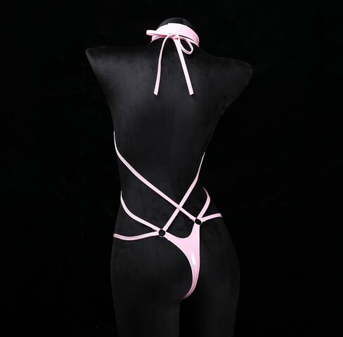 JasmyGirls Sexy Lingerie for Women Naughty One Piece Leather Bodysuit with Collar in Kuwait