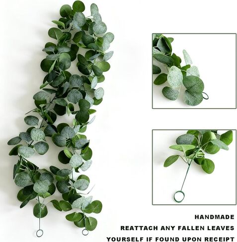 2pcs Artificial Eucalyptus Garland Fake Silk Leaves Vines Greenery Garland Stems for Wedding Backdrops Indoor/Outdoor Arch Wall & Event Decoration in Saudi Arabia