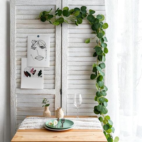 2pcs Artificial Eucalyptus Garland Fake Silk Leaves Vines Greenery Garland Stems for Wedding Backdrops Indoor/Outdoor Arch Wall & Event Decoration in Saudi Arabia