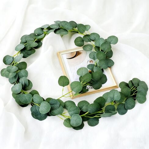 2pcs Artificial Eucalyptus Garland Fake Silk Leaves Vines Greenery Garland Stems for Wedding Backdrops Indoor/Outdoor Arch Wall & Event Decoration in Saudi Arabia