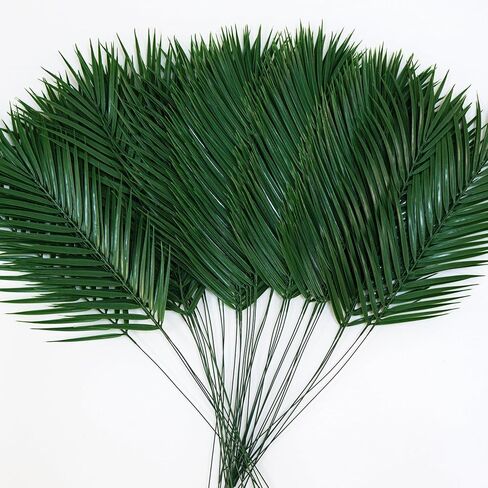 50pcs Artificial Palm Leaves 25in Large Palm Branches Faux Outdoor Plants Fake Greenery Plastic Fronds for Beach Hawaiian Party in Saudi Arabia