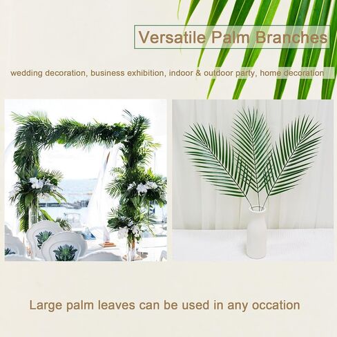 50pcs Artificial Palm Leaves 25in Large Palm Branches Faux Outdoor Plants Fake Greenery Plastic Fronds for Beach Hawaiian Party in Saudi Arabia
