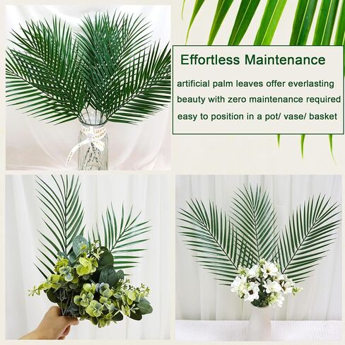 50pcs Artificial Palm Leaves 25in Large Palm Branches Faux Outdoor Plants Fake Greenery Plastic Fronds for Beach Hawaiian Party in Saudi Arabia