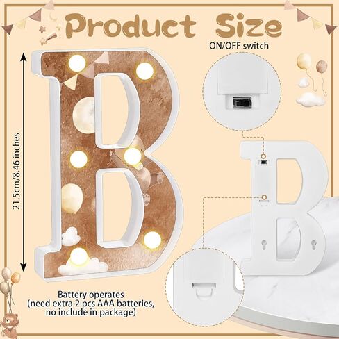 Realspring Baby Shower Sign Babe Marquee LED Letters Battery Operated Light up Centerpieces Glowing Home Table Party Decor for Boy Girl Gender Reveal Birthday, 8.26''(Bear,Brown) in Kuwait