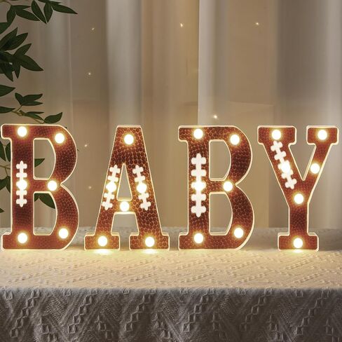 Realspring Baby Shower Sign Babe Marquee LED Letters Battery Operated Light up Centerpieces Glowing Home Table Party Decor for Boy Girl Gender Reveal Birthday, 8.26''(Bear,Brown) in Kuwait