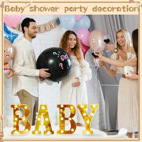 Realspring Baby Shower Sign Babe Marquee LED Letters Battery Operated Light up Centerpieces Glowing Home Table Party Decor for Boy Girl Gender Reveal Birthday, 8.26''(Bear,Brown) in Kuwait