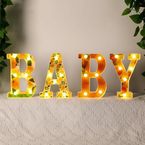 Realspring Baby Shower Sign Babe Marquee LED Letters Battery Operated Light up Centerpieces Glowing Home Table Party Decor for Boy Girl Gender Reveal Birthday, 8.26''(Bear,Brown) in Kuwait