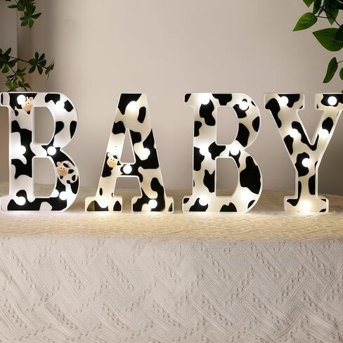 Realspring Baby Shower Sign Babe Marquee LED Letters Battery Operated Light up Centerpieces Glowing Home Table Party Decor for Boy Girl Gender Reveal Birthday, 8.26''(Bear,Brown) in Kuwait