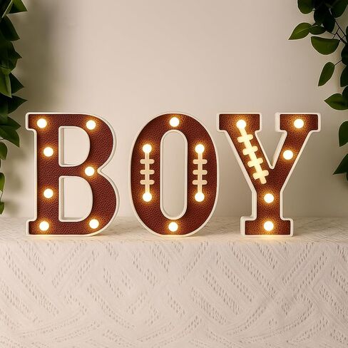 Realspring Baby Shower Sign Babe Marquee LED Letters Battery Operated Light up Centerpieces Glowing Home Table Party Decor for Boy Girl Gender Reveal Birthday, 8.26''(Bear,Brown) in Kuwait