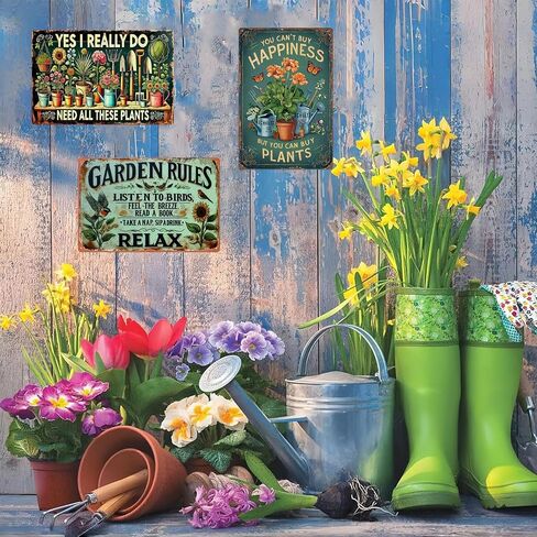 Garden Signs Vintage Metal Sign, Retro Garden Signs for Outside Home Gardening Greenhouse Yard Outdoor Decor 8x12 Inch in Saudi Arabia