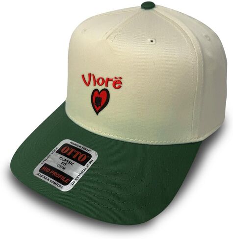 Custom 5 Panels Hat for Women Two Tone Vintage Cap Albania Heart Flag City Vlore Albanian Shqip Ri Acrylic in Kuwait