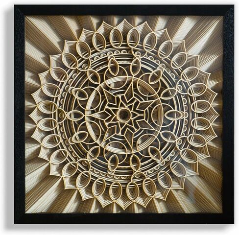 Mandala Wall Decor Living Room Sculptures Wall Art Boho Wall Decor For Bedroom Dining Room Hallway 3d Chakra Framed Rustic Modern Farmhouse Decor Brown Sacred Geometry Carved Wood Zen Meditation Decor in Saudi Arabia