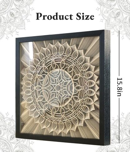 Mandala Wall Decor Living Room Sculptures Wall Art Boho Wall Decor For Bedroom Dining Room Hallway 3d Chakra Framed Rustic Modern Farmhouse Decor Brown Sacred Geometry Carved Wood Zen Meditation Decor in Saudi Arabia