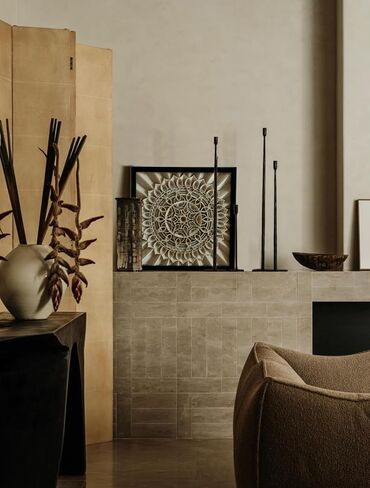 Mandala Wall Decor Living Room Sculptures Wall Art Boho Wall Decor For Bedroom Dining Room Hallway 3d Chakra Framed Rustic Modern Farmhouse Decor Brown Sacred Geometry Carved Wood Zen Meditation Decor in Saudi Arabia