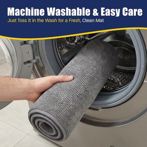 Muddy Mat® CloudStep Bathroom Rugs 2 Piece Set, Non Slip Bath Mats for Bathroom, Absorbent Memory Foam Chenille, Machine Washable Quick Dry Toilet Rug Set, Grey 20"x30" + 20"x20" U-Shaped in Saudi Arabia