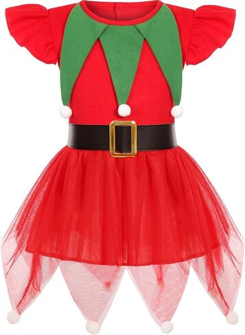 Elf Costume for Girls Kids LED Light Up Elf Dress for Christmas Girl in Kuwait