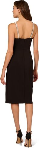 Adrianna Papell Rhinestone Rosette Halter Midi Sheath Dress in Kuwait